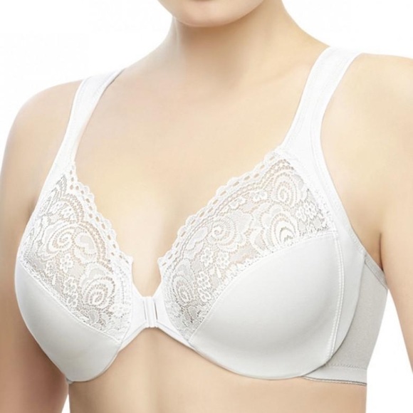 GLAMORISE Front Close Bra White 46F